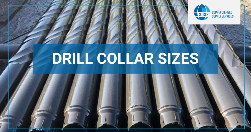 The image shows a representation of drill collar sizes.